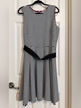 Danny & Nicole Black and White Striped Dress